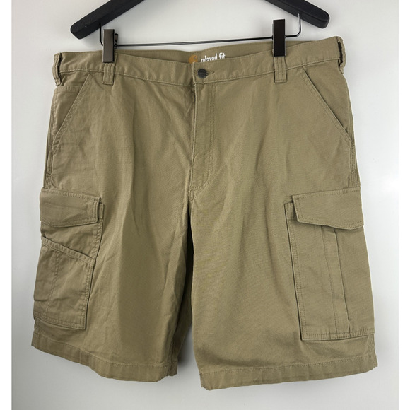 NWT Carhartt Rugged Flex Relaxed Canvas Cargo Work Short Khaki 103542-253 42 - Picture 2 of 13